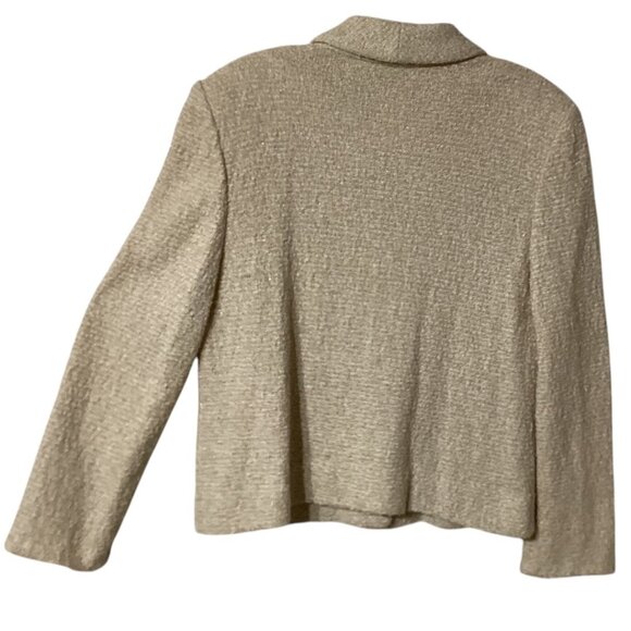 Vintage Castleberry Beige & Gold Metallic Textured Blazer‎ Lady Jacket Size 6 - Picture 2 of 6